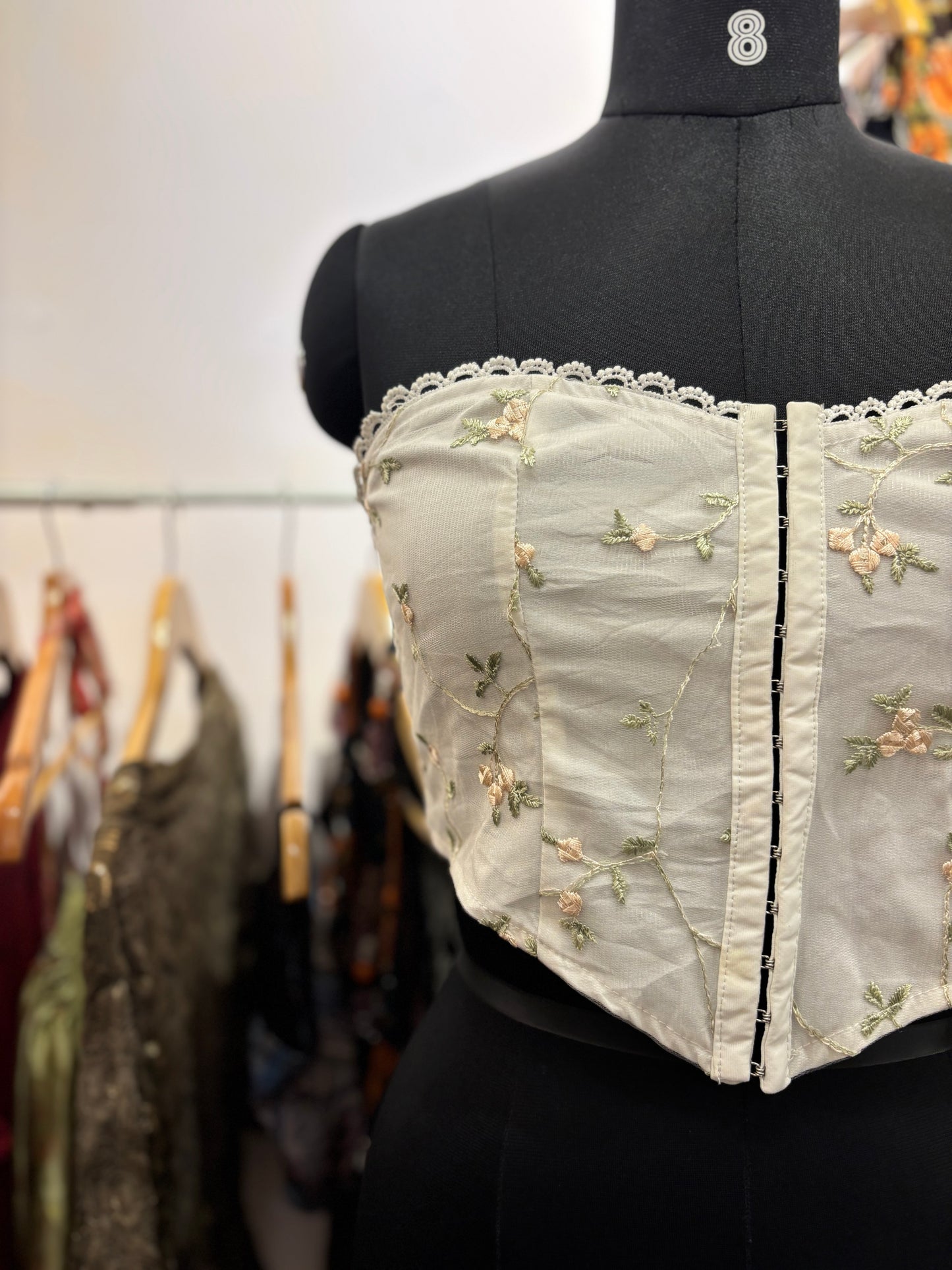 Embroidered cottage core corset