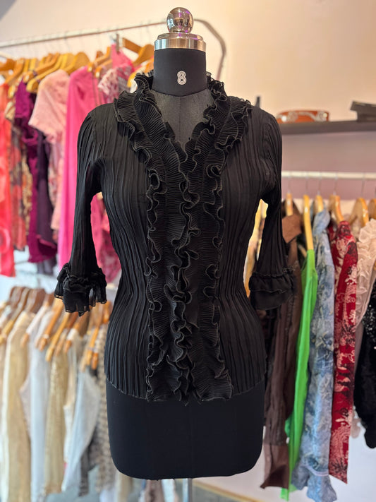 Black ruffle shirt