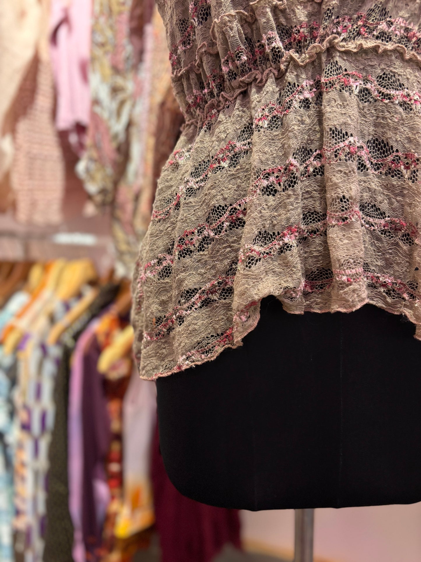 Olive floral lacy top