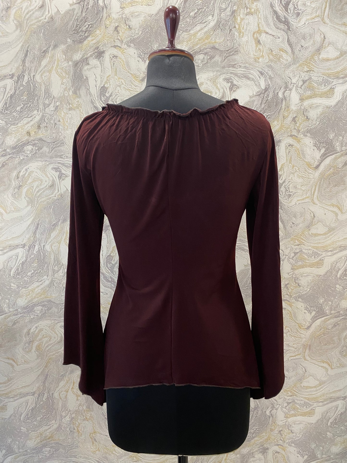 Coffee flared sleeves top