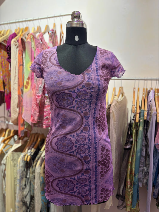 Purple paisley short dress
