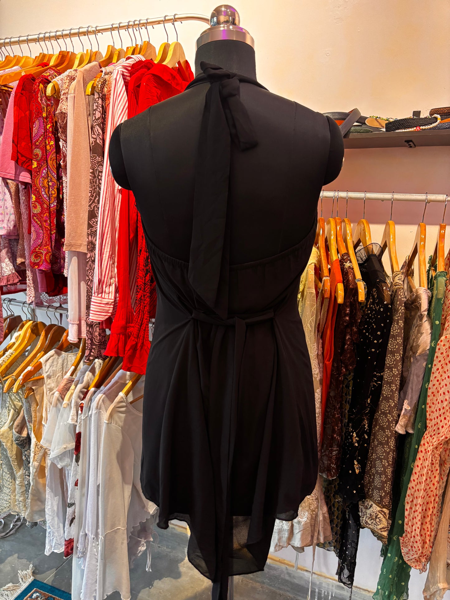 Beaded neck halter neck dress