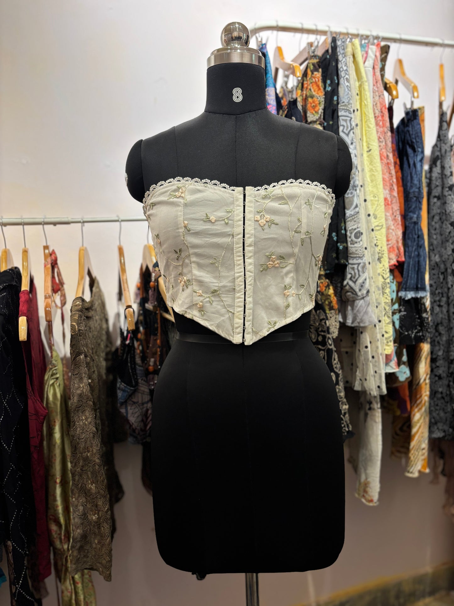 Embroidered cottage core corset