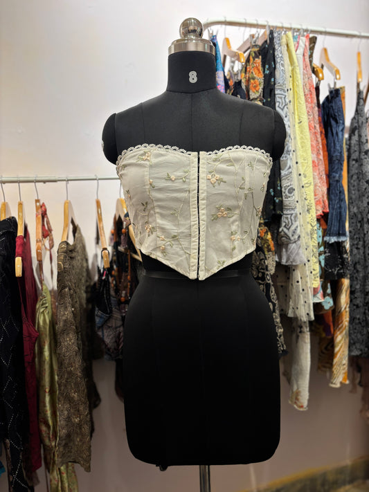 Embroidered cottage core corset