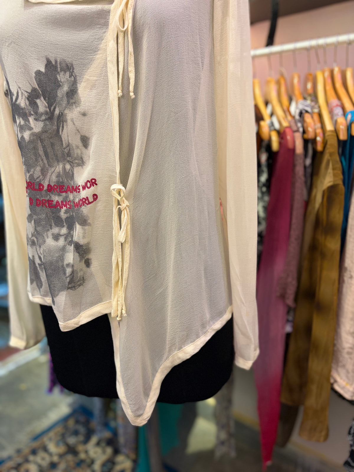 Overlapping vintage silk top