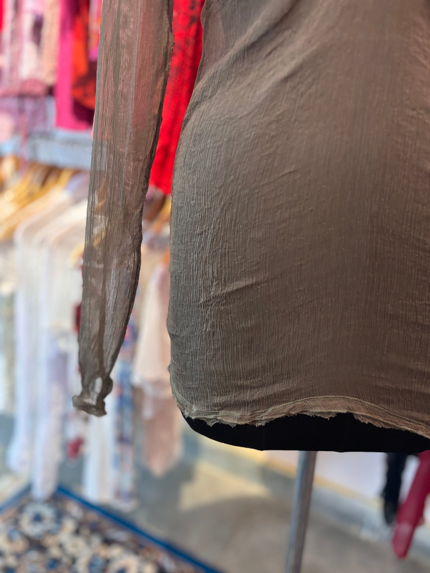 Olive 100 percent silk top