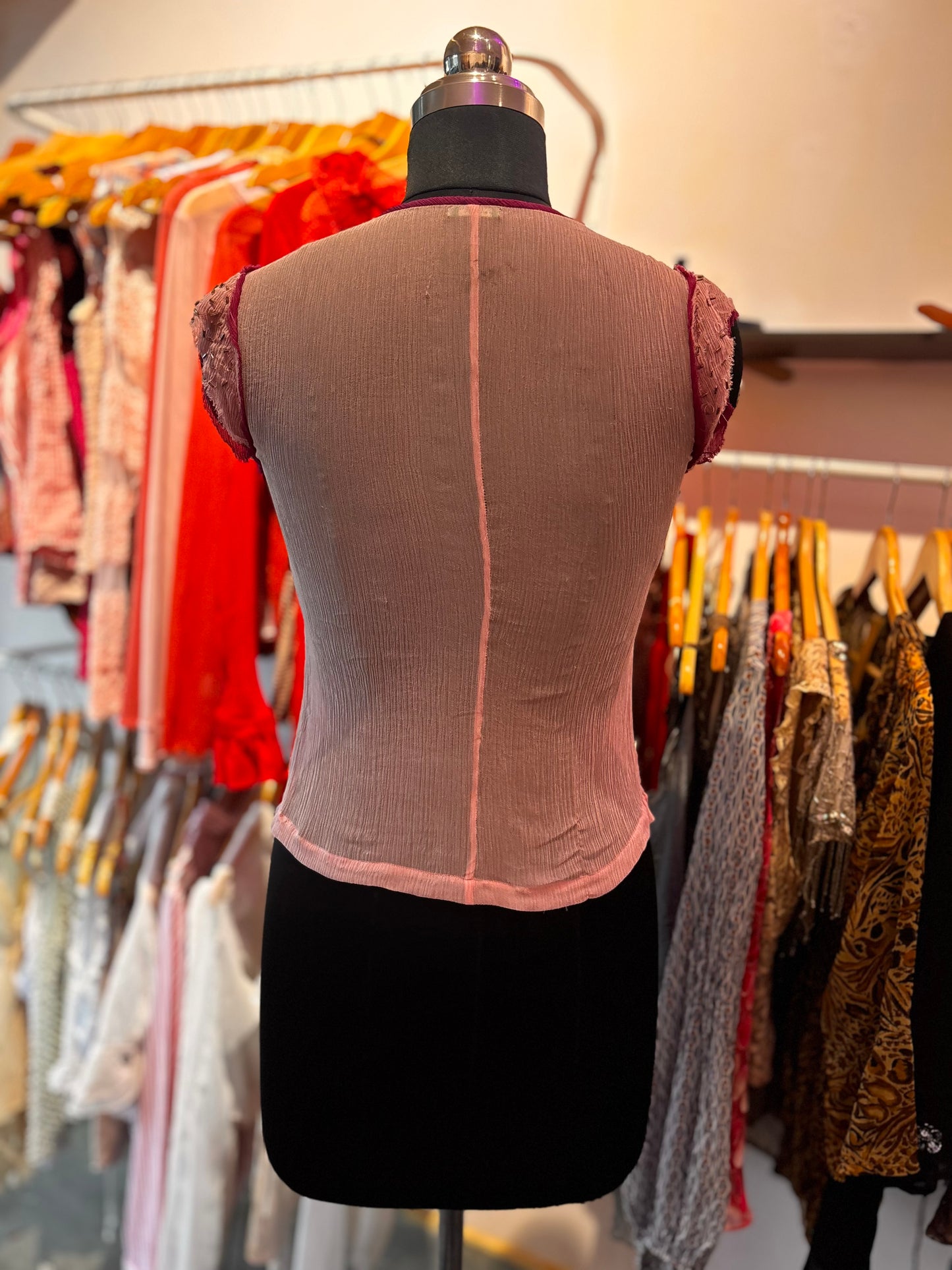 Pink vintage top 100 percent silk