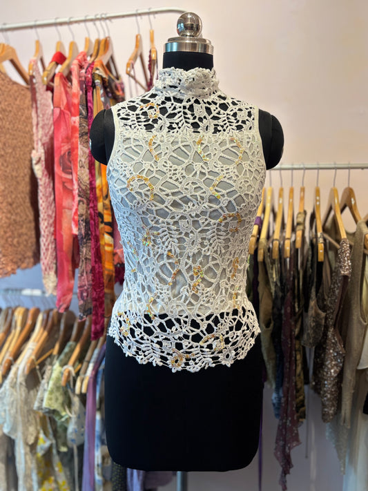Crochet sequins top