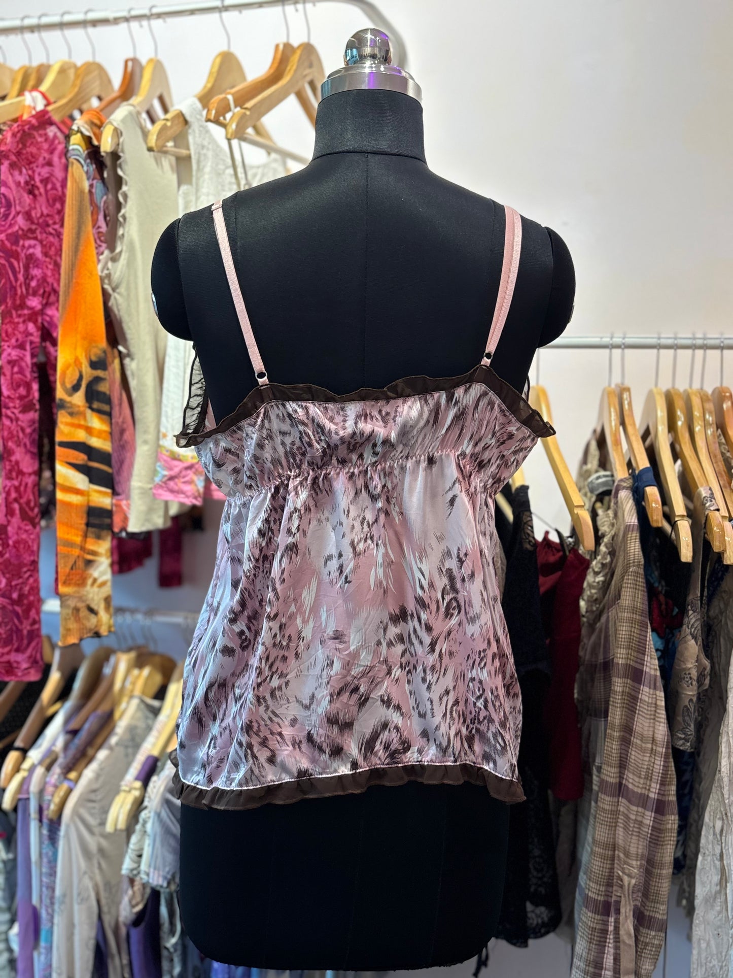 Cat print pink top