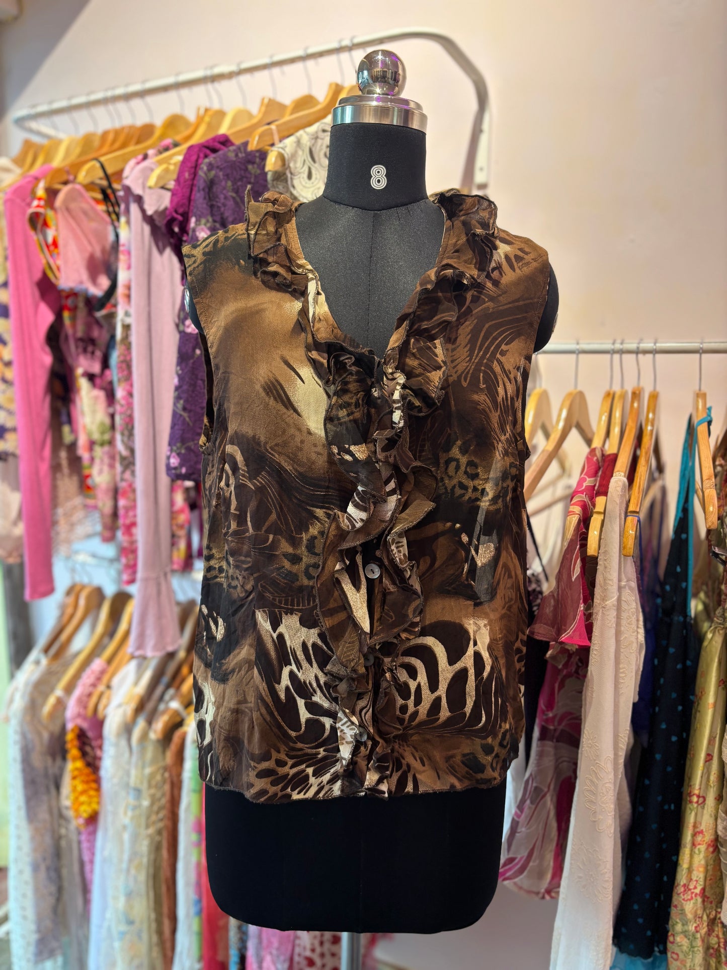 Cat ruffle neck shirt