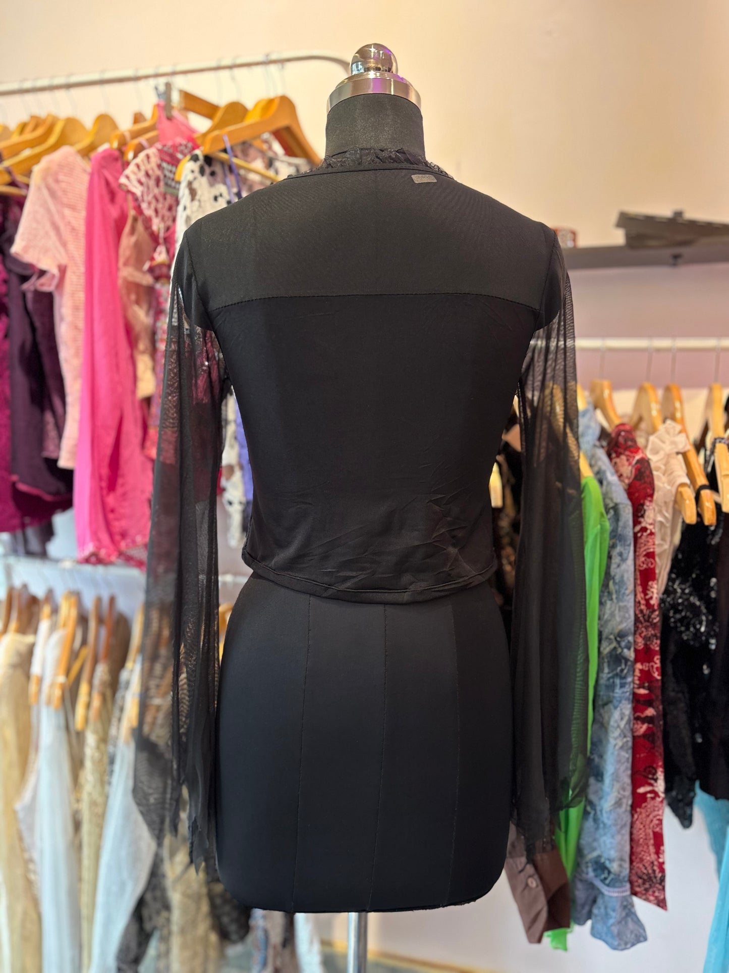 Black vintage flared sleeves top