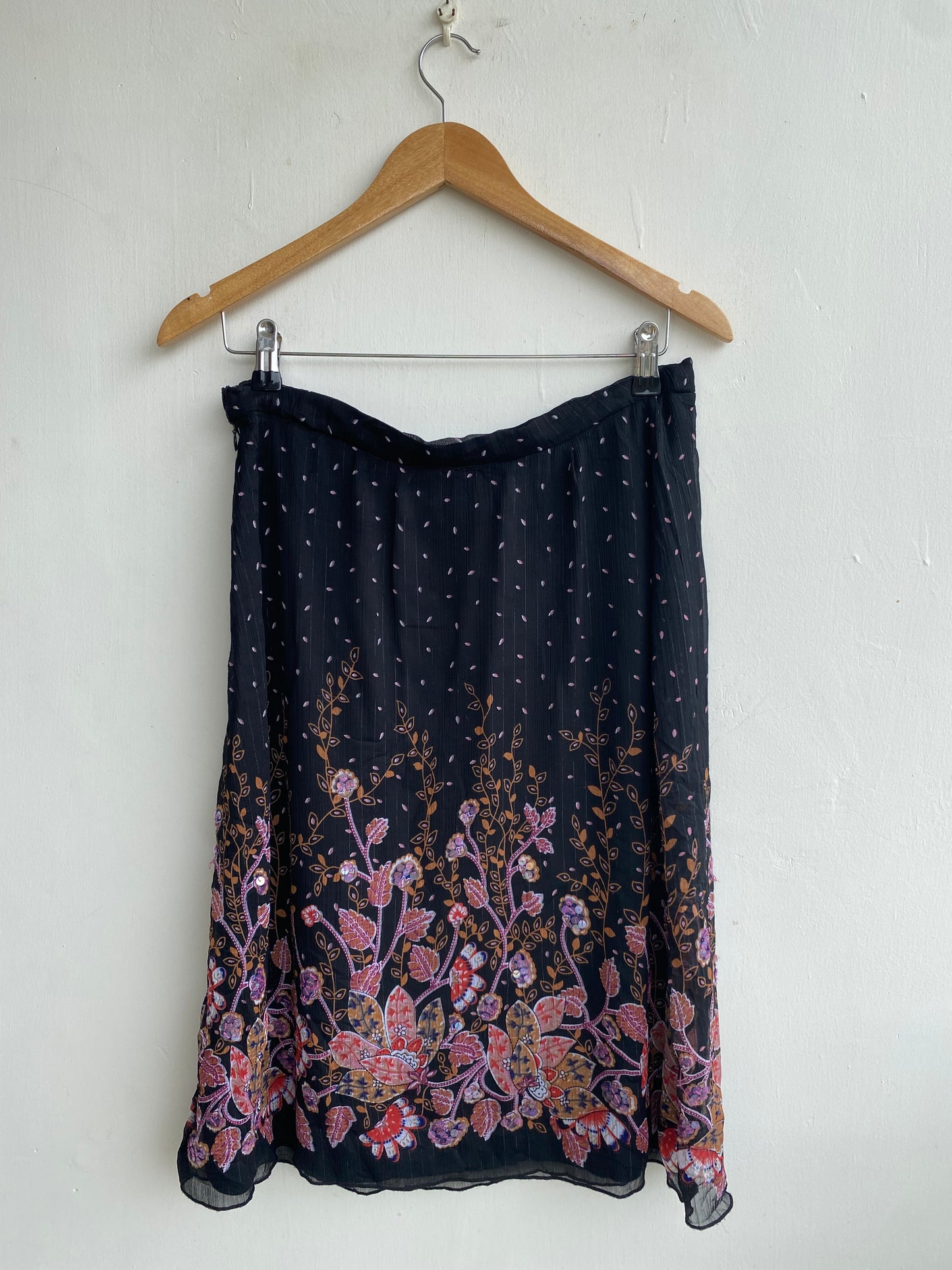 Black floral skirt with sequins work