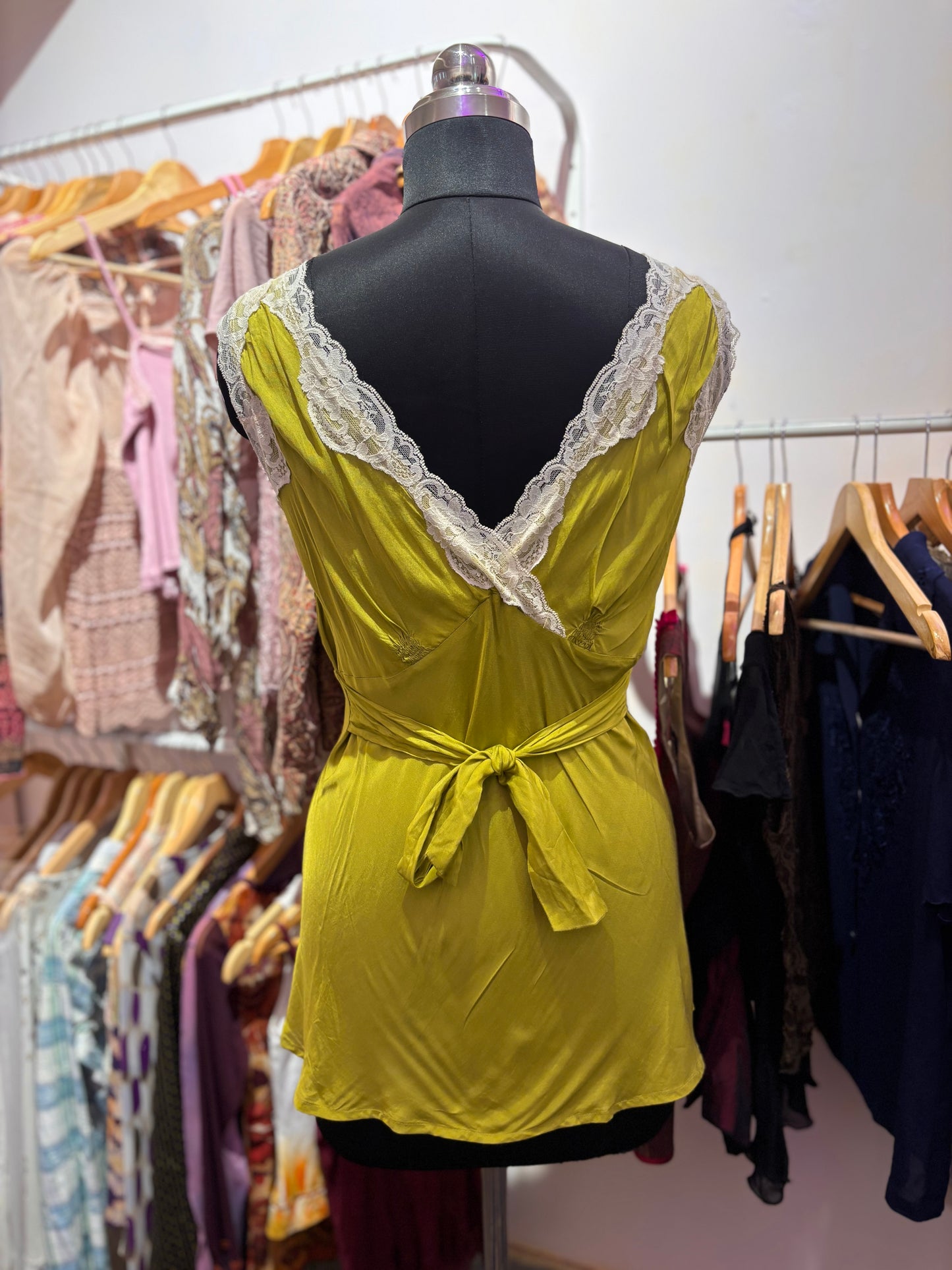 Lime lacy neckline top