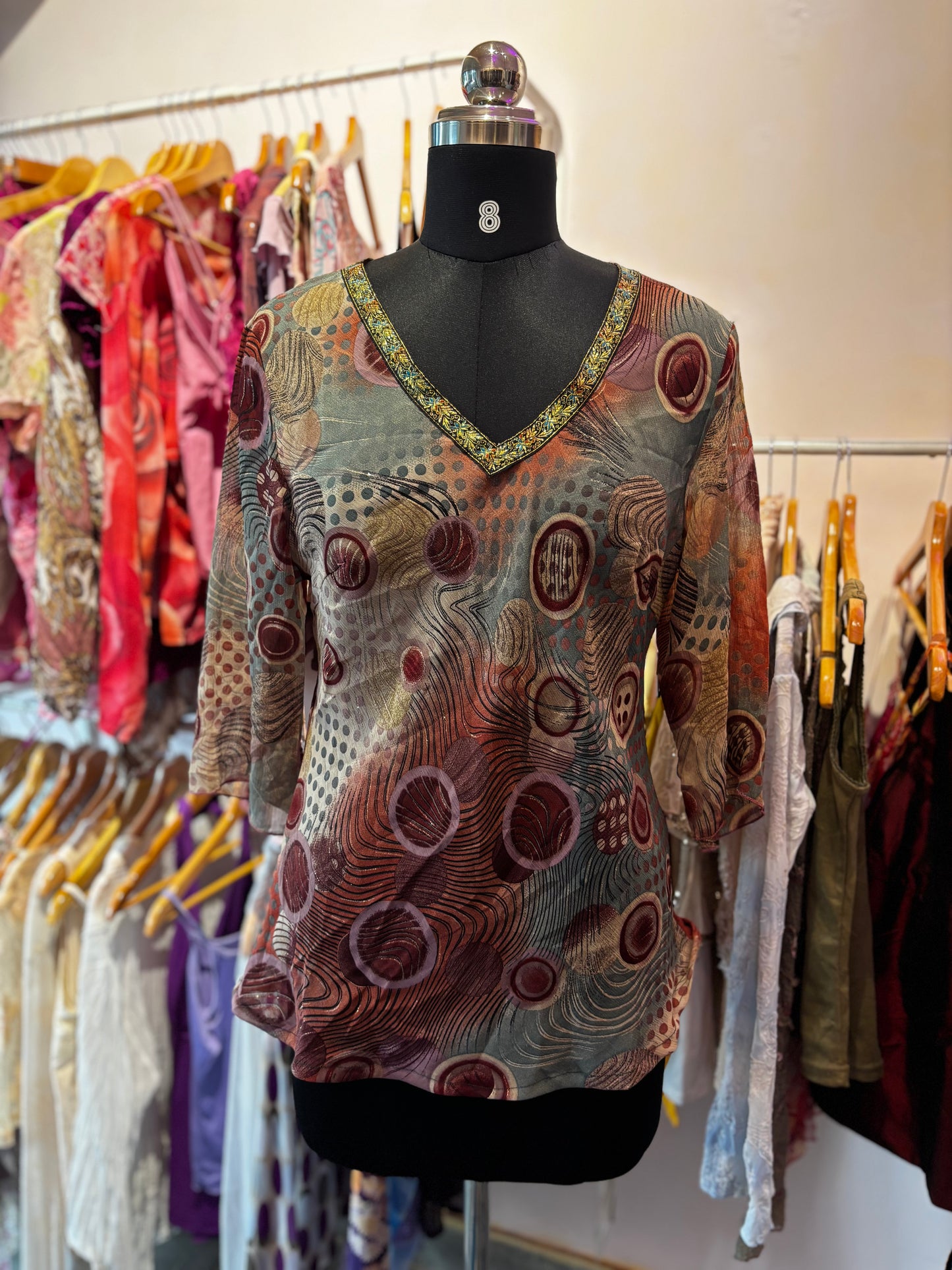 Vintage lace neck kurta