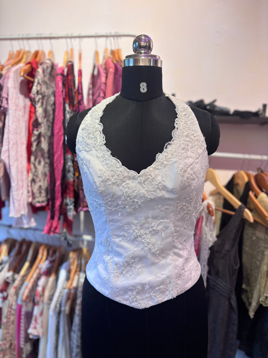 Super vintage White beaded halter neck corset