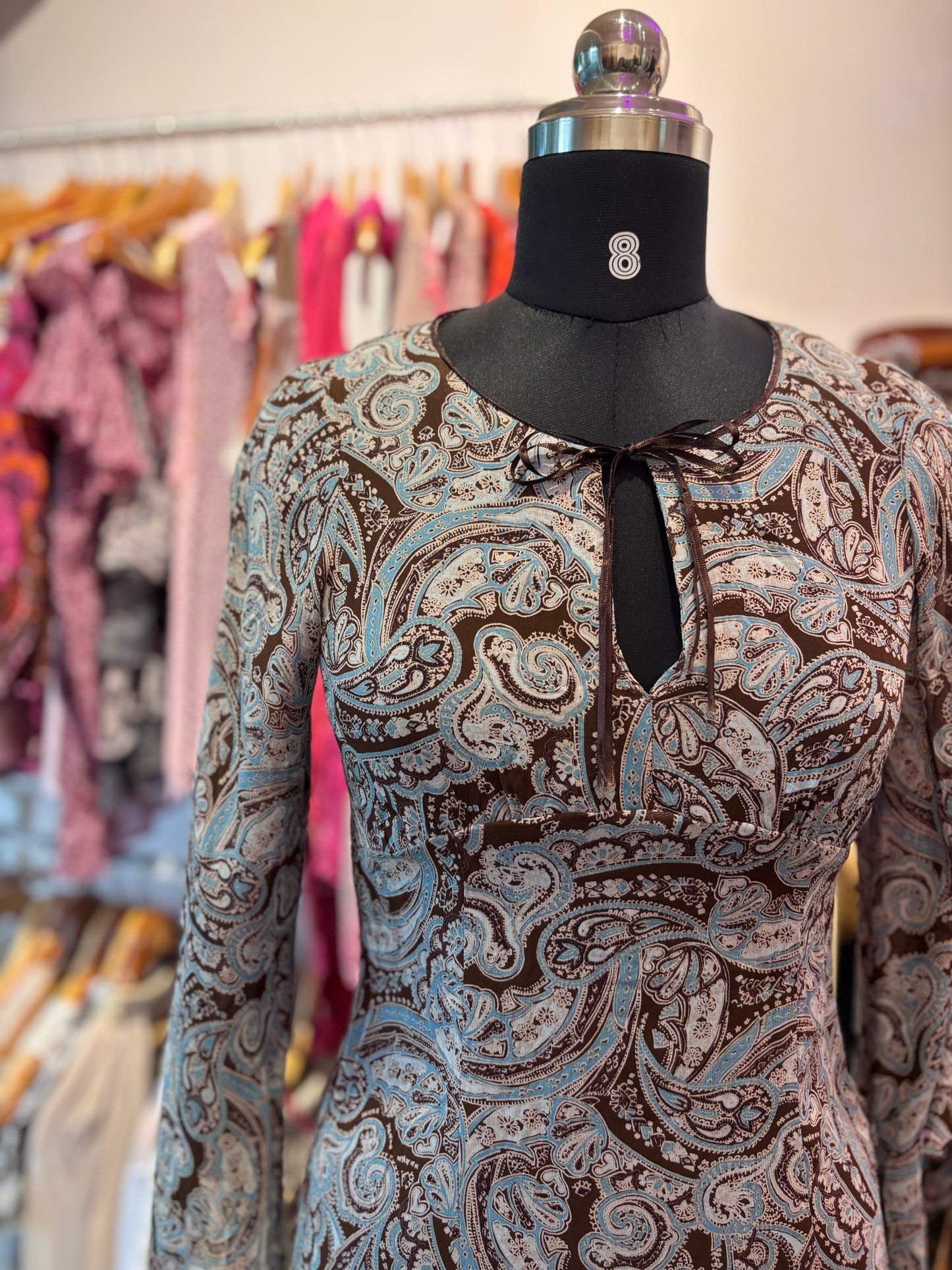 Vintage paisley dress with flared sleeves