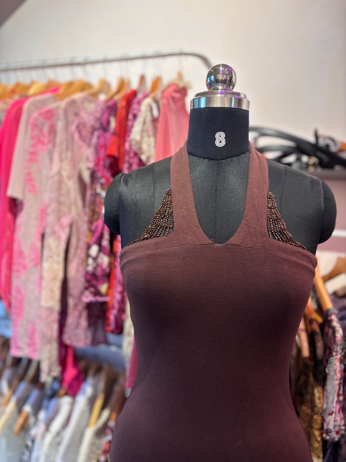 Beaded coffee halter neck ( see back)