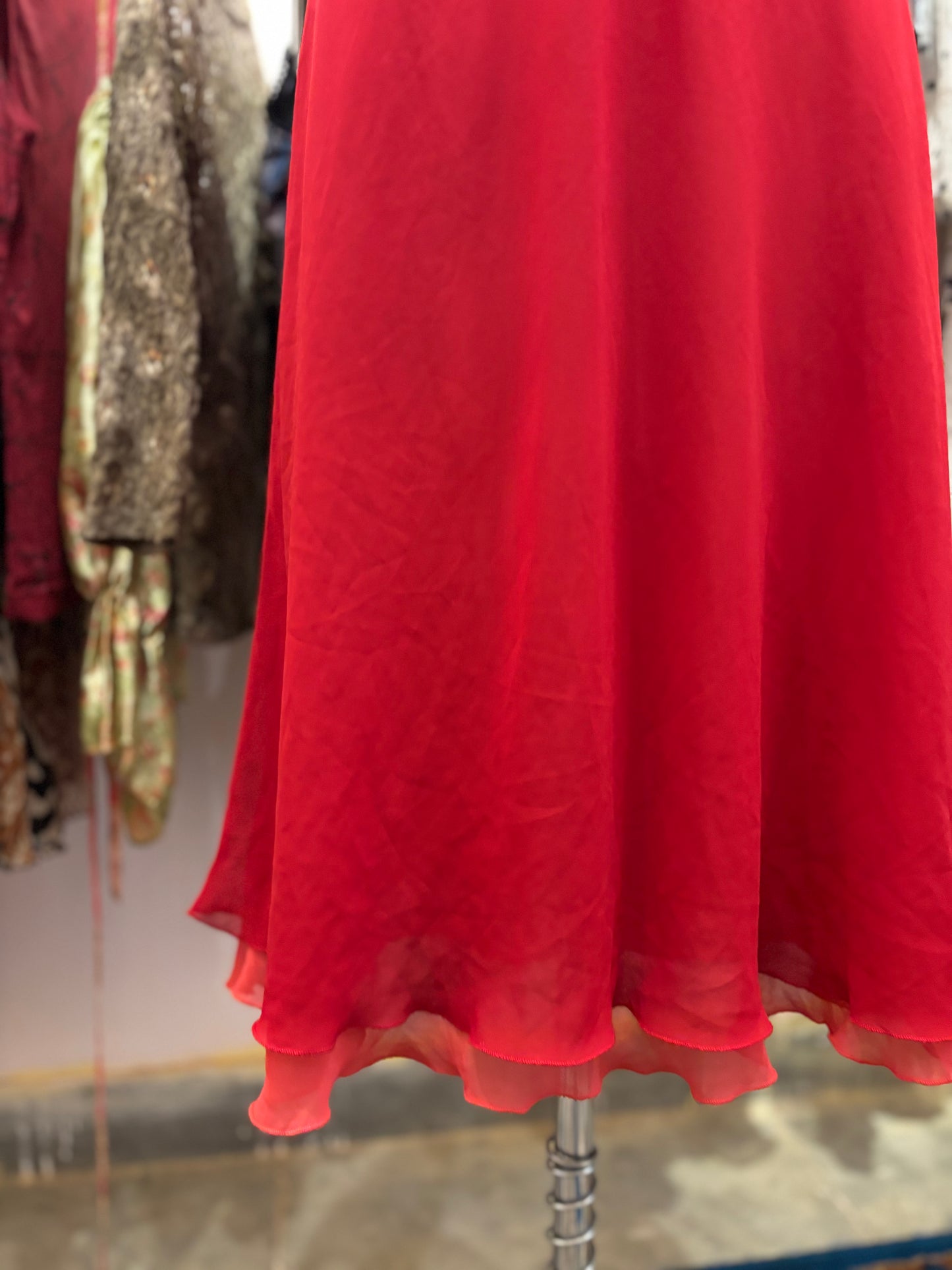 Timeless red silk dress