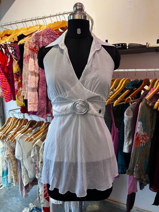 Y2K collared halter neck
