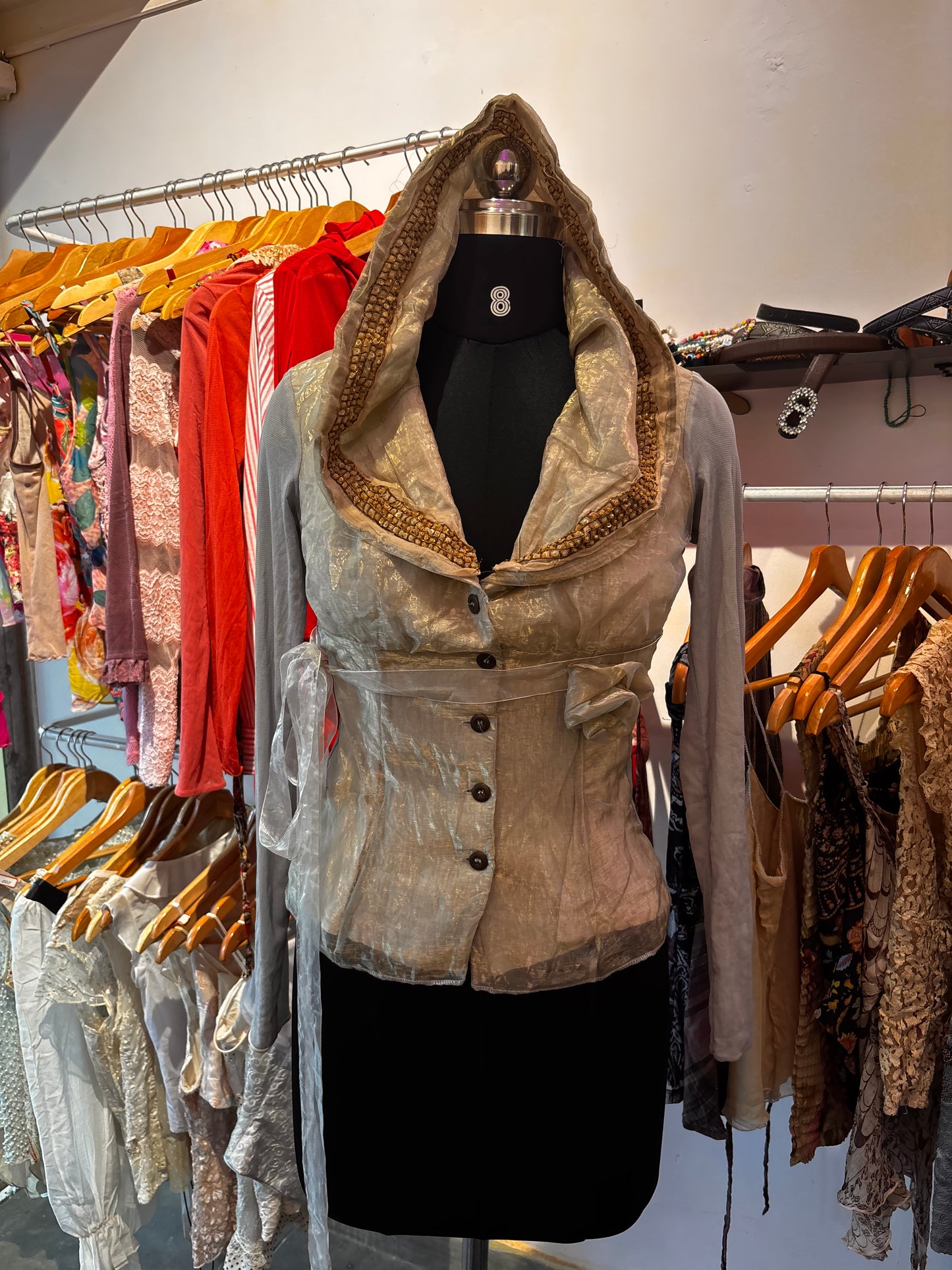 Vintage hooded collar top
