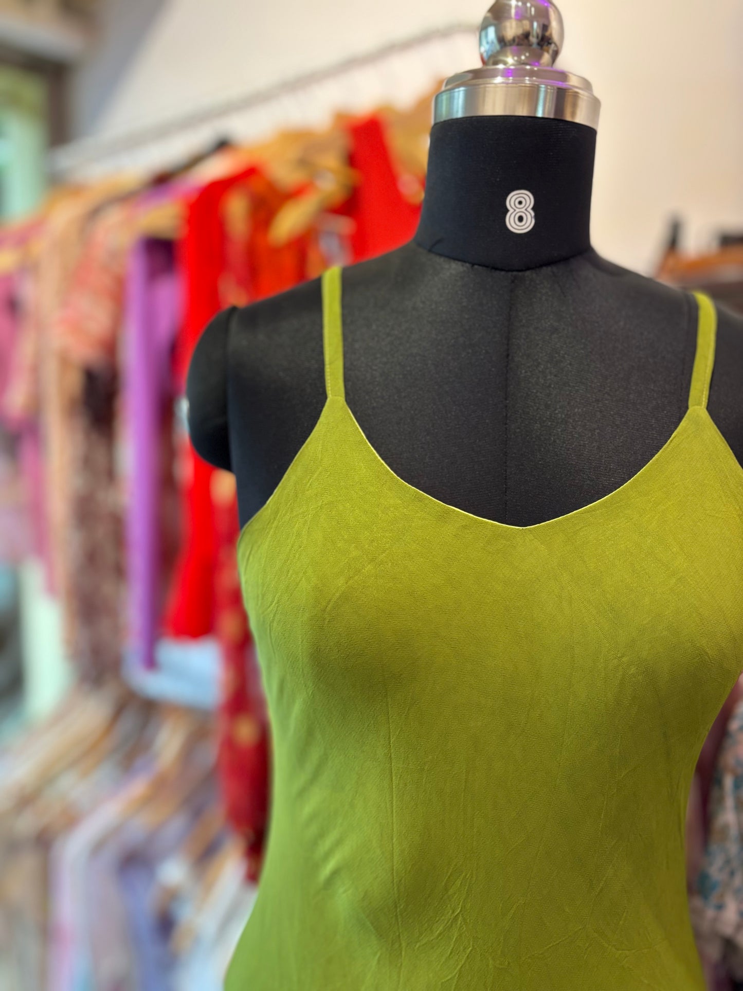 Green slip dress