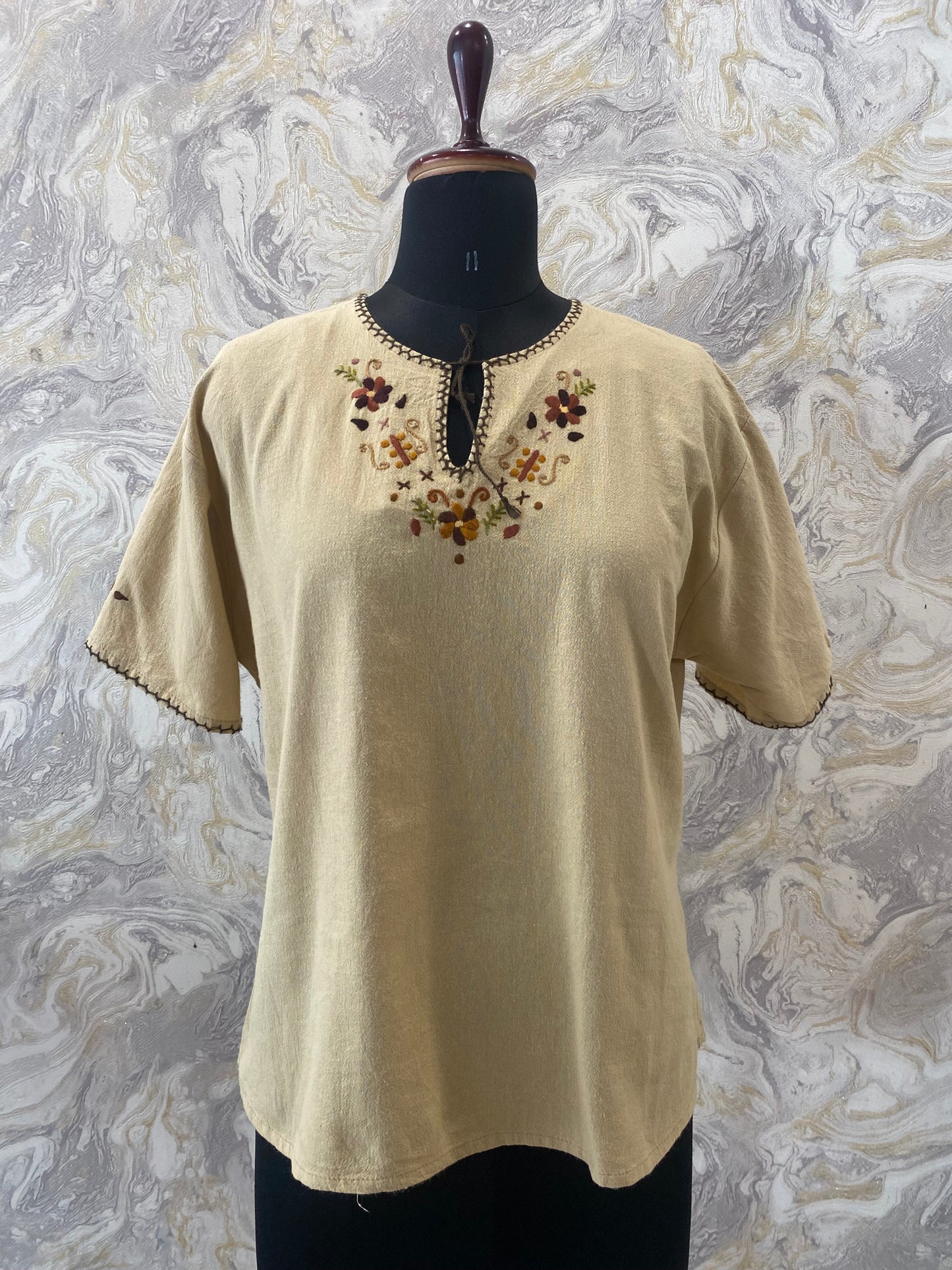 Handwork vintage beige top