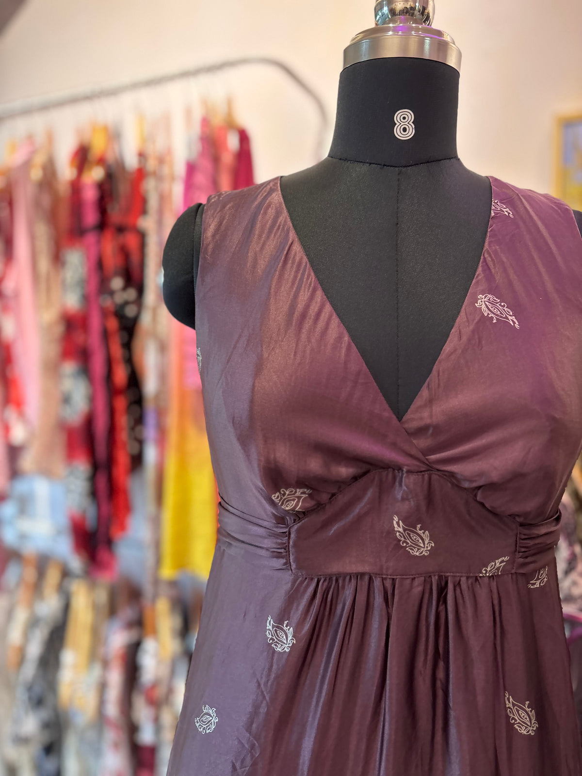 Deep purple paisley dress