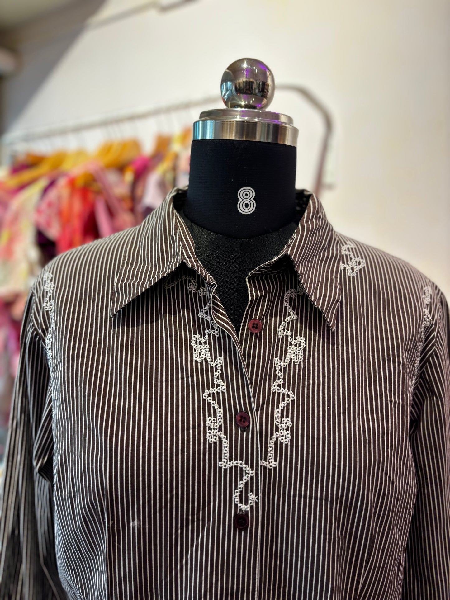 Vintage stripe shirt with embroidery