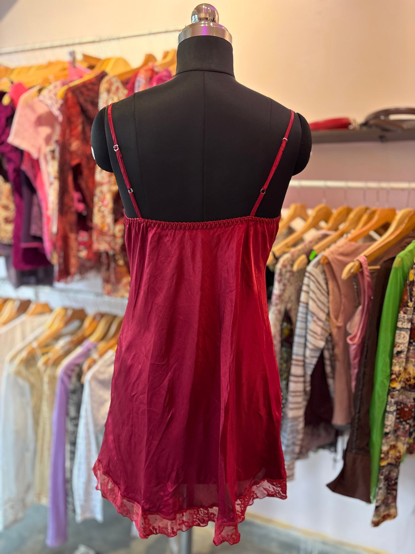 Vintage red lacy dress with bead work