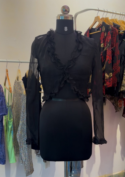 Silk ruffle neck overlay