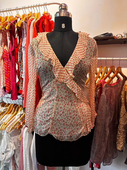 Floral wrap top 100 percent silk