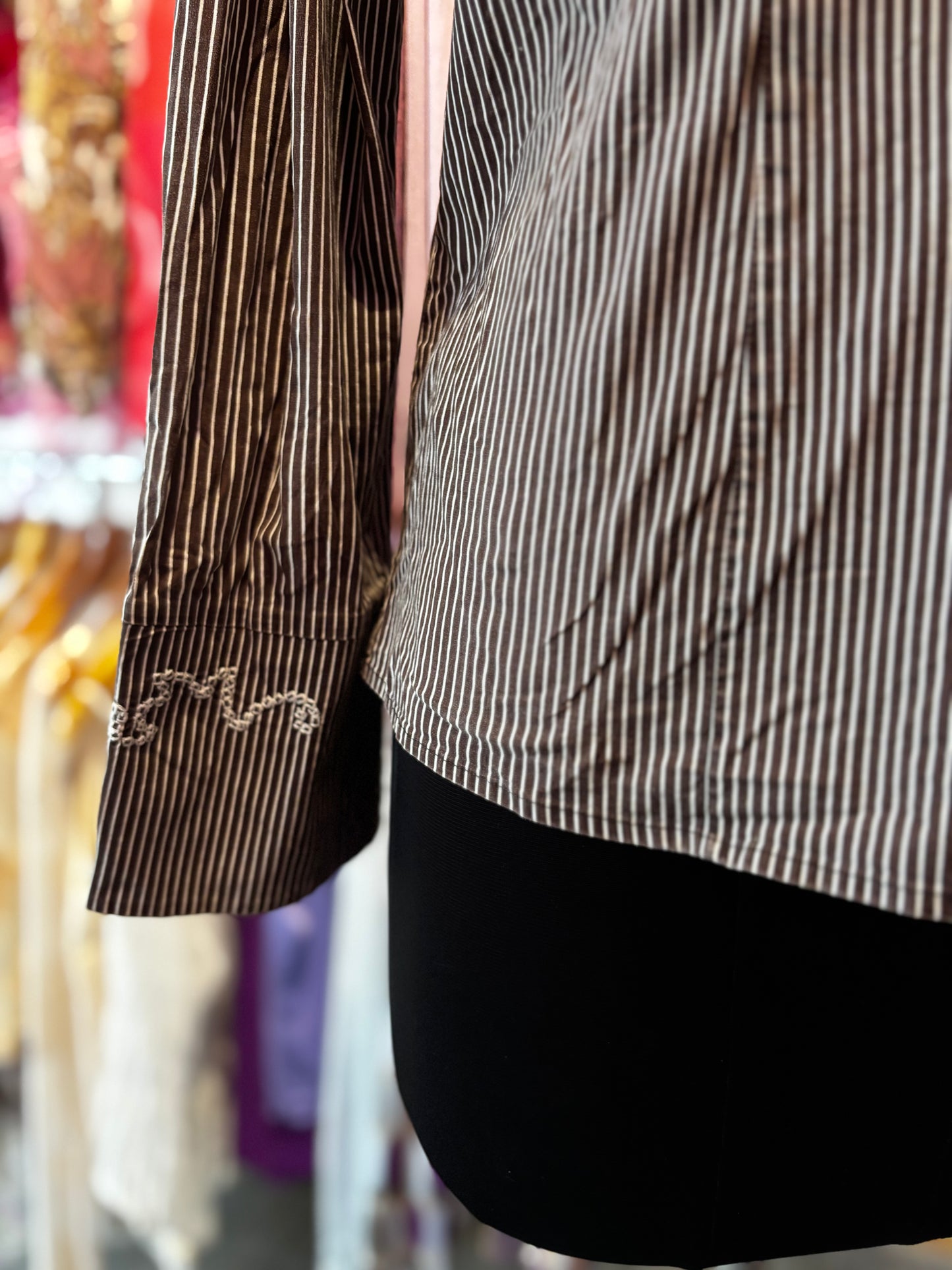Vintage stripe shirt with embroidery