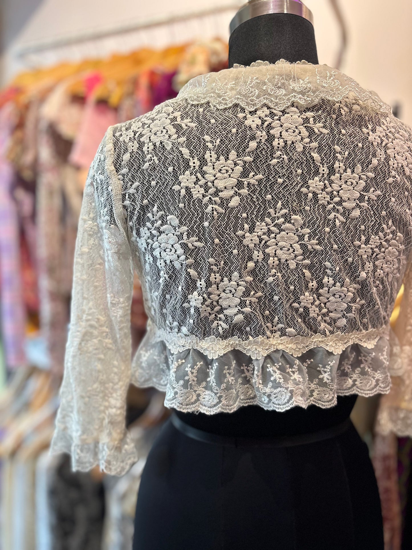 30’s lace with pearl details overwear