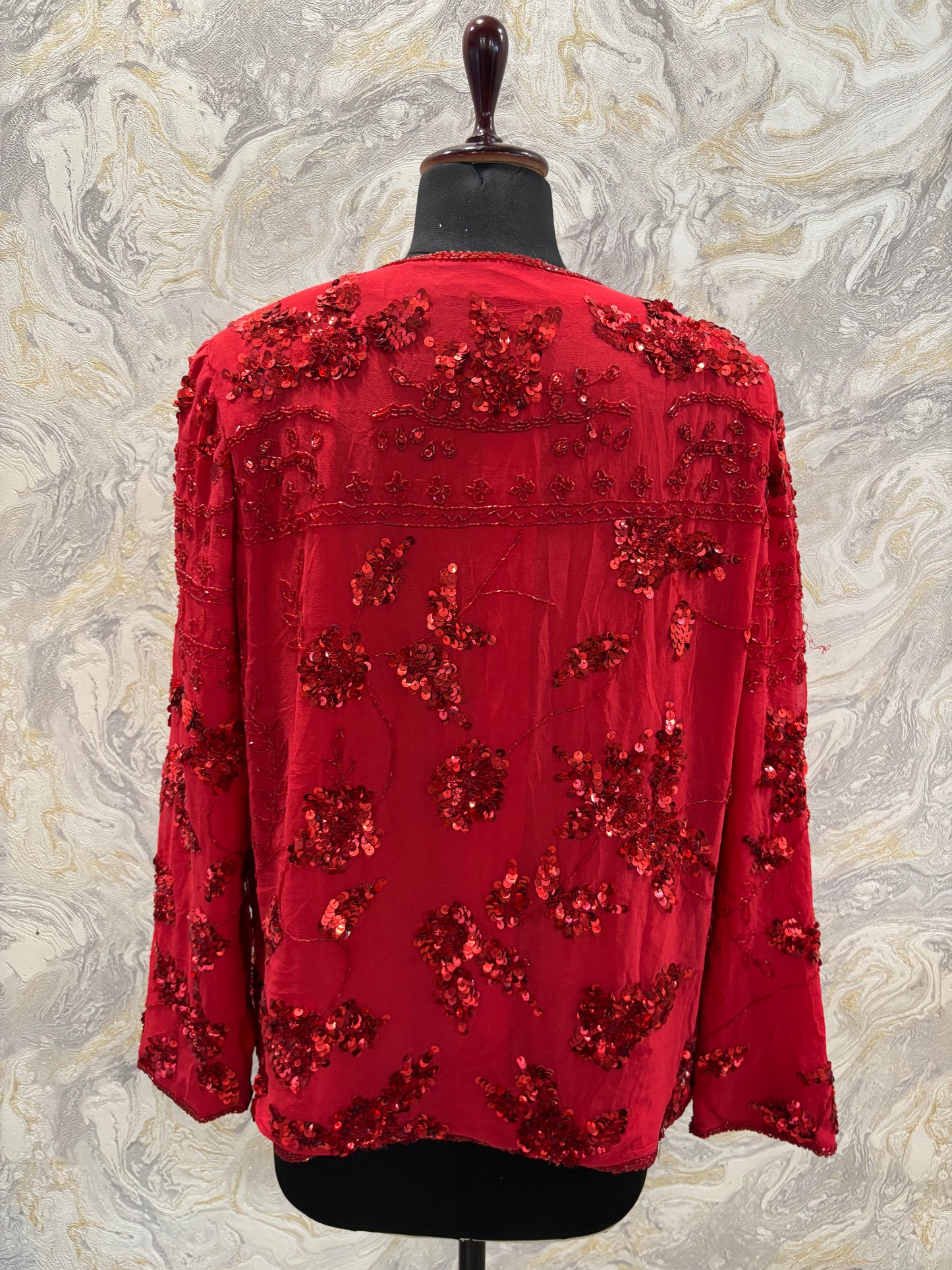 Red vintage sequins shacket