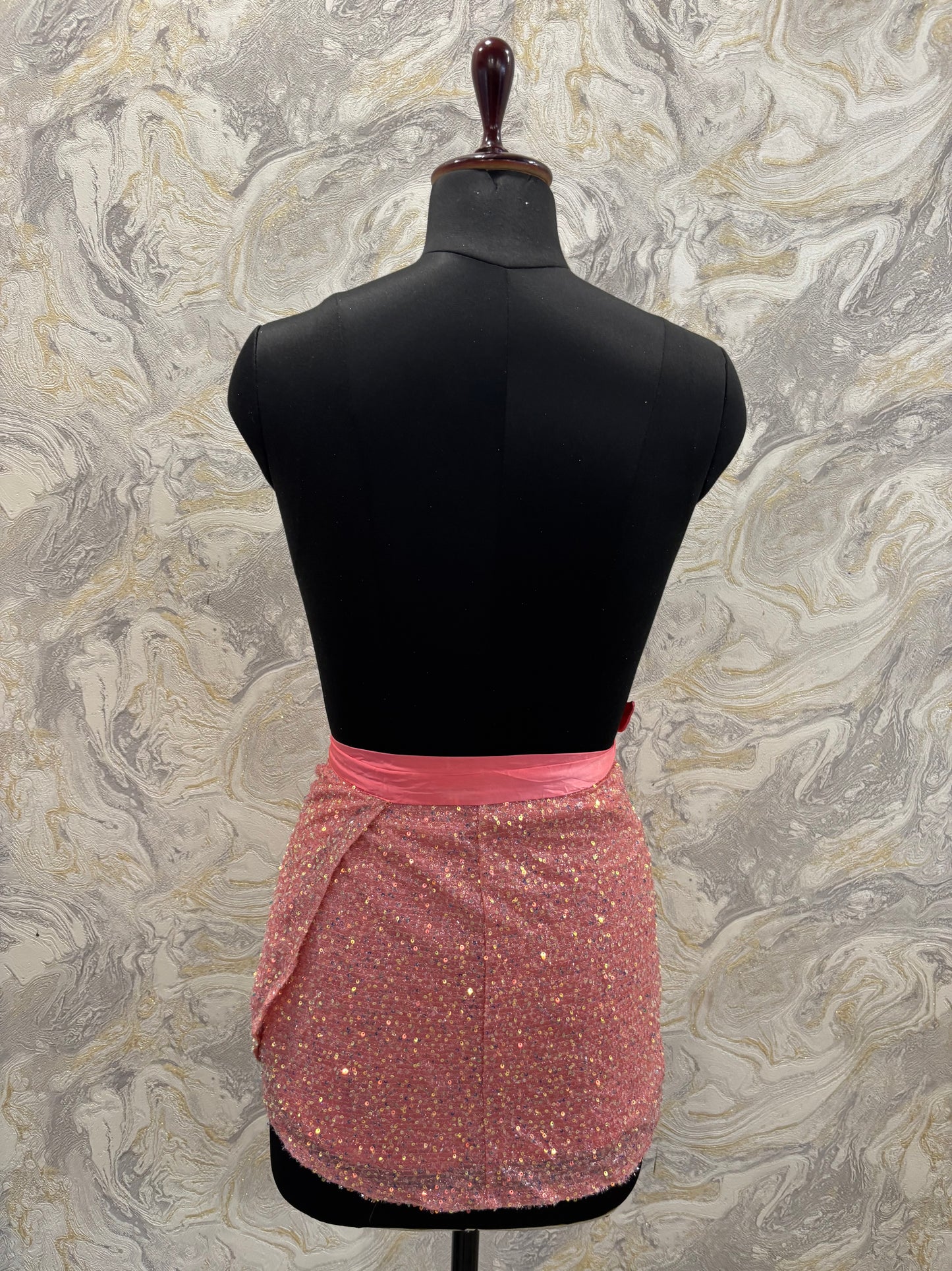 Peach sequins wrap skirt