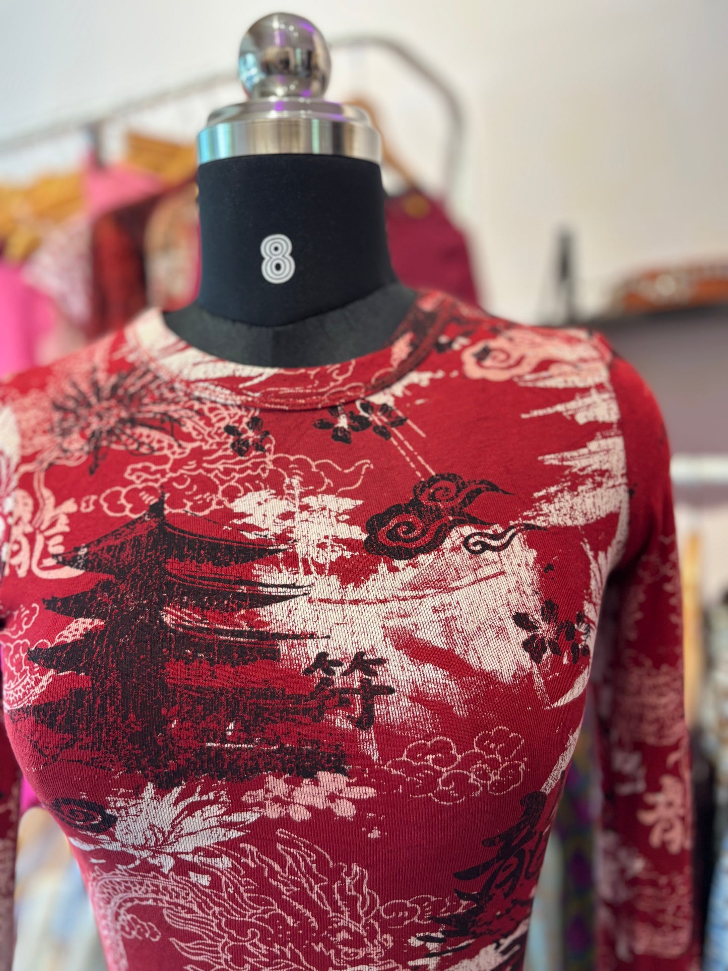 Asian print top
