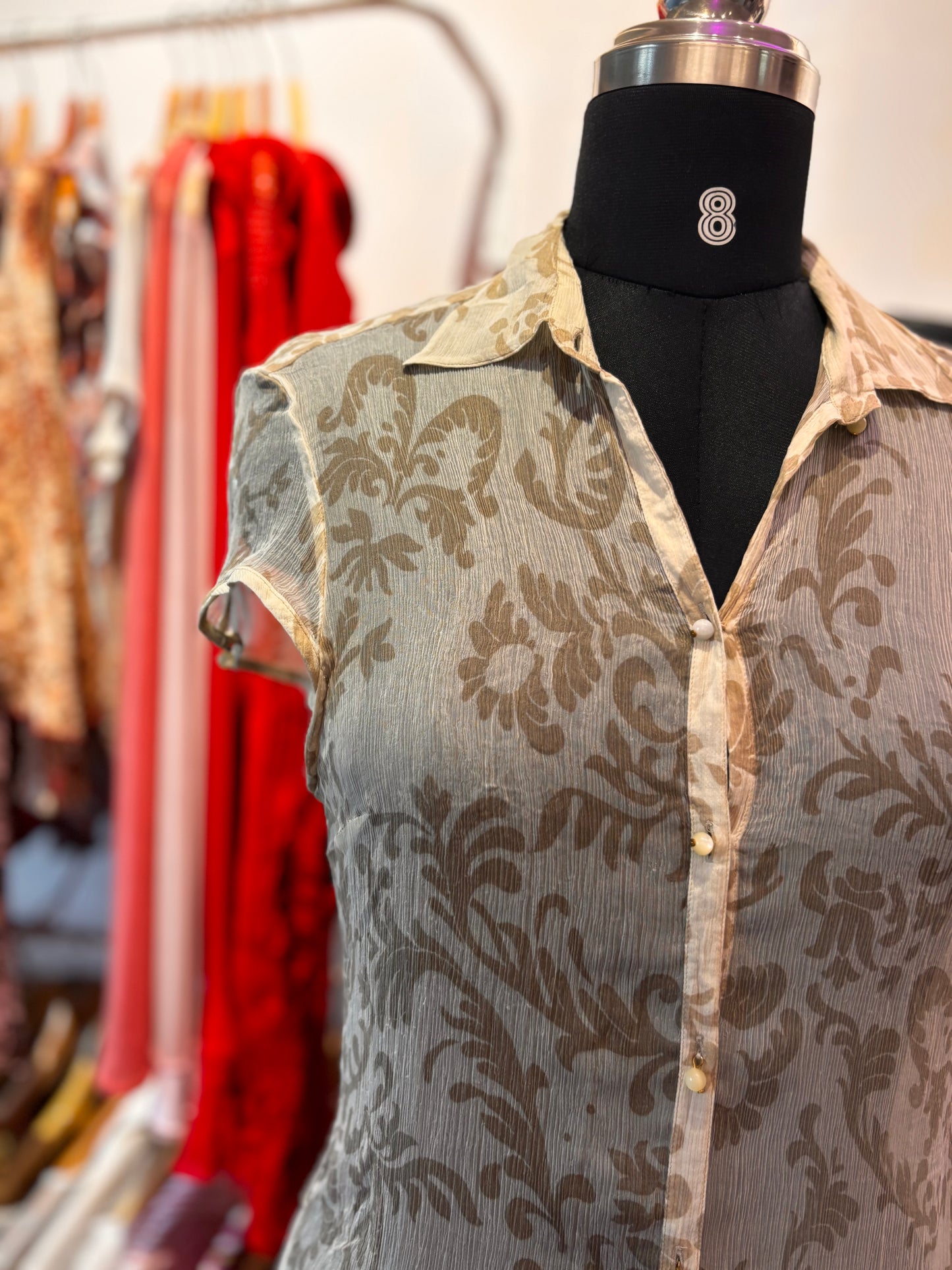 Massimo Dutti silk blouse with pearl buttons