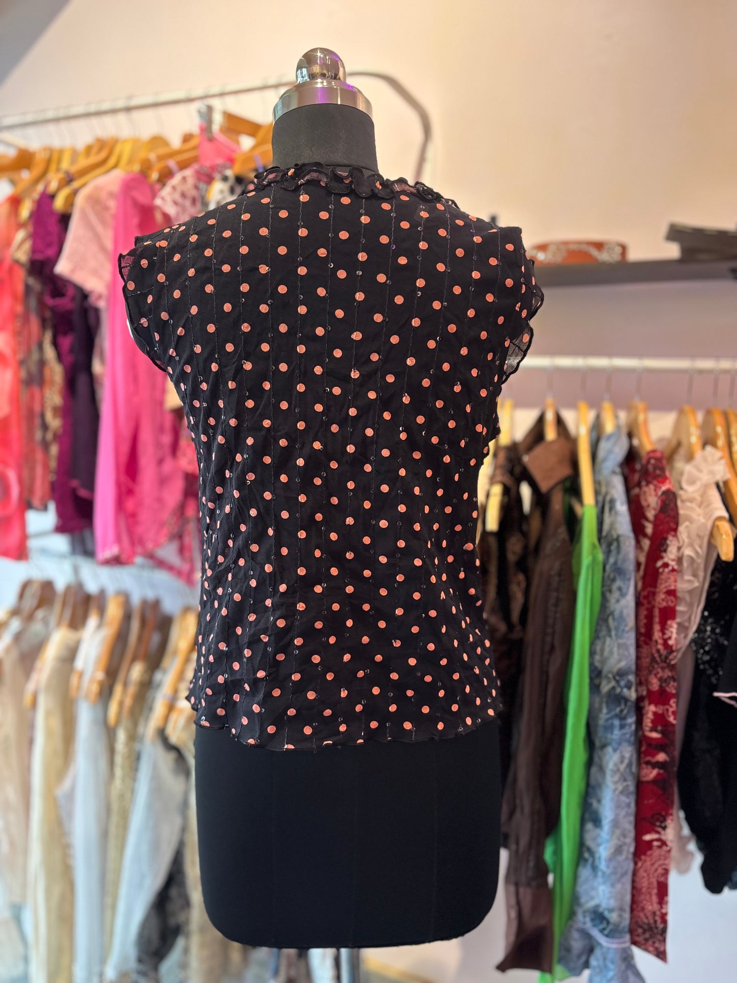 Retro polka sequins top