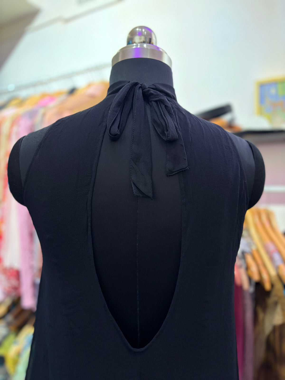 100 percent silk high collar halter top