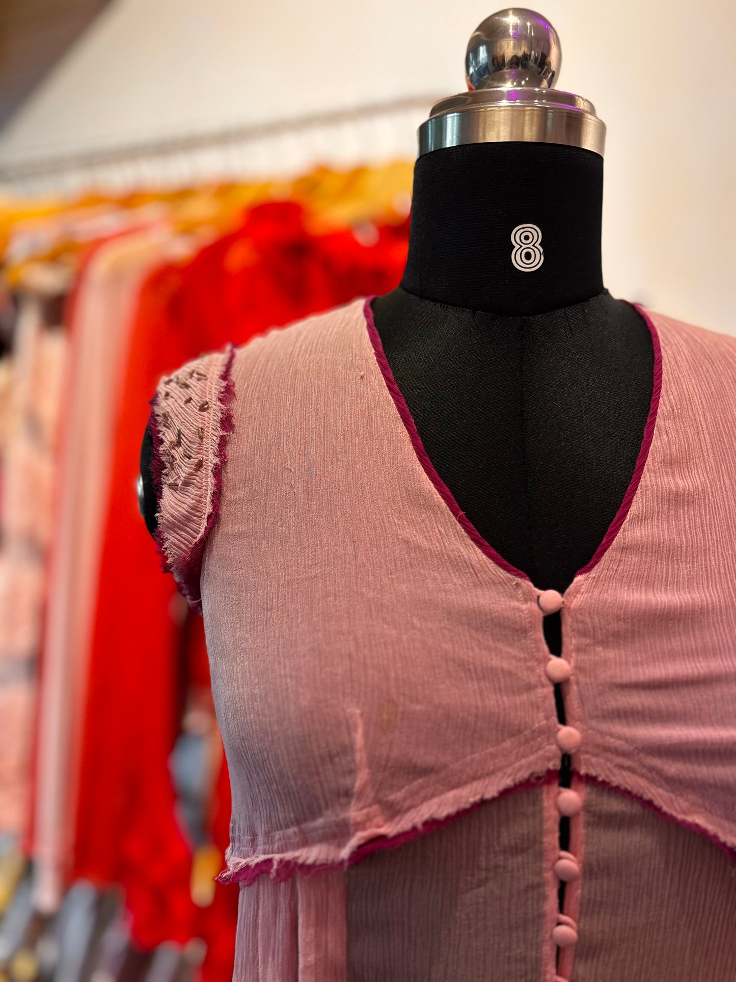 Pink vintage top 100 percent silk