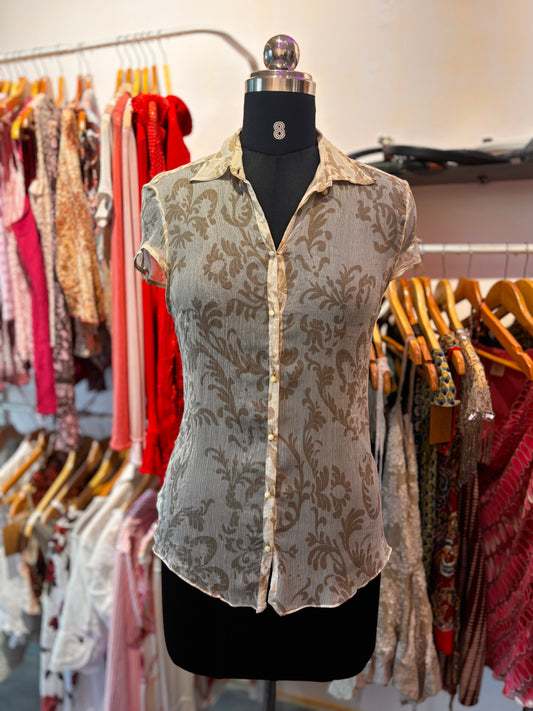 Massimo Dutti silk blouse with pearl buttons