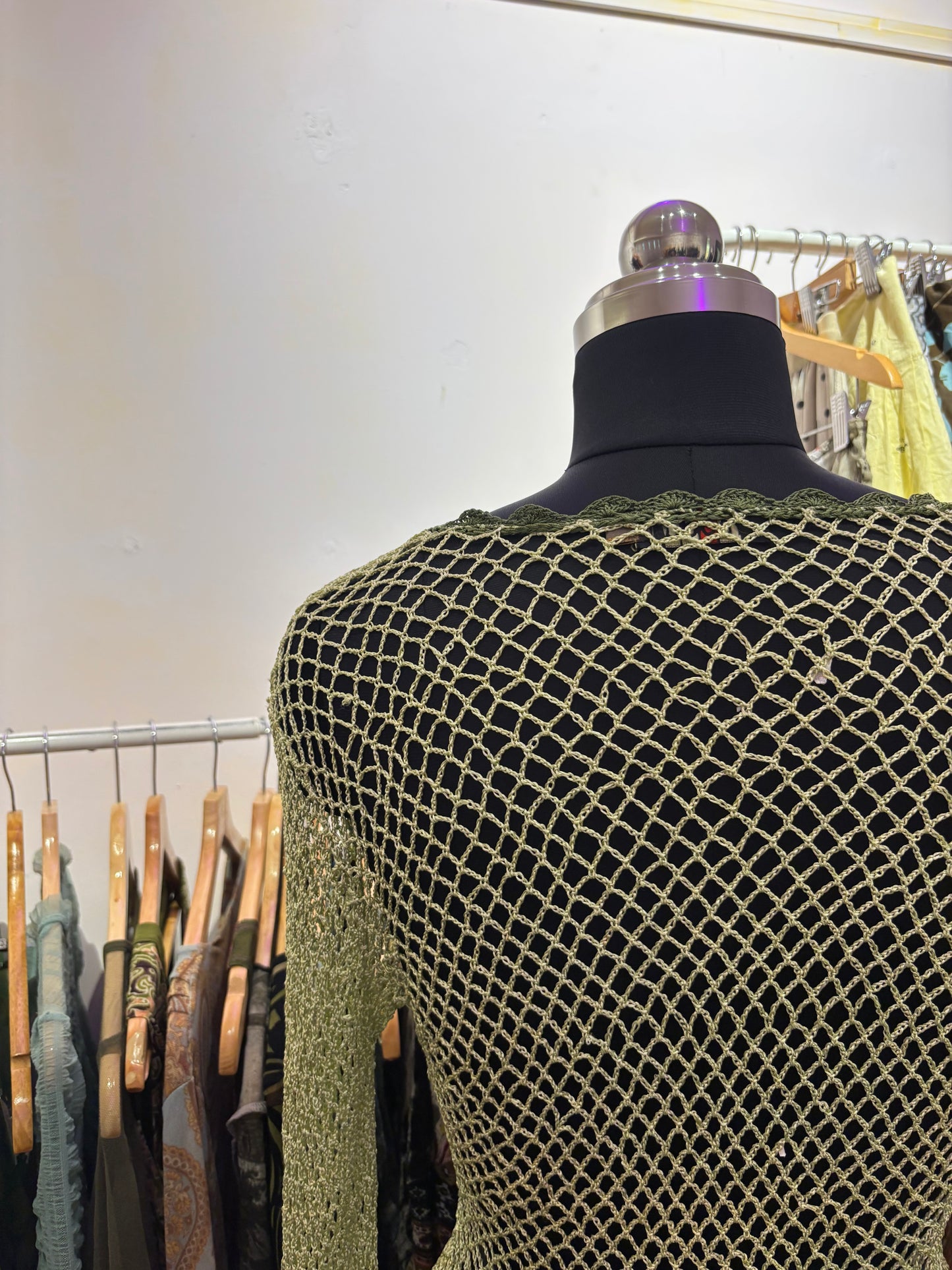 Green Crochet bead details top