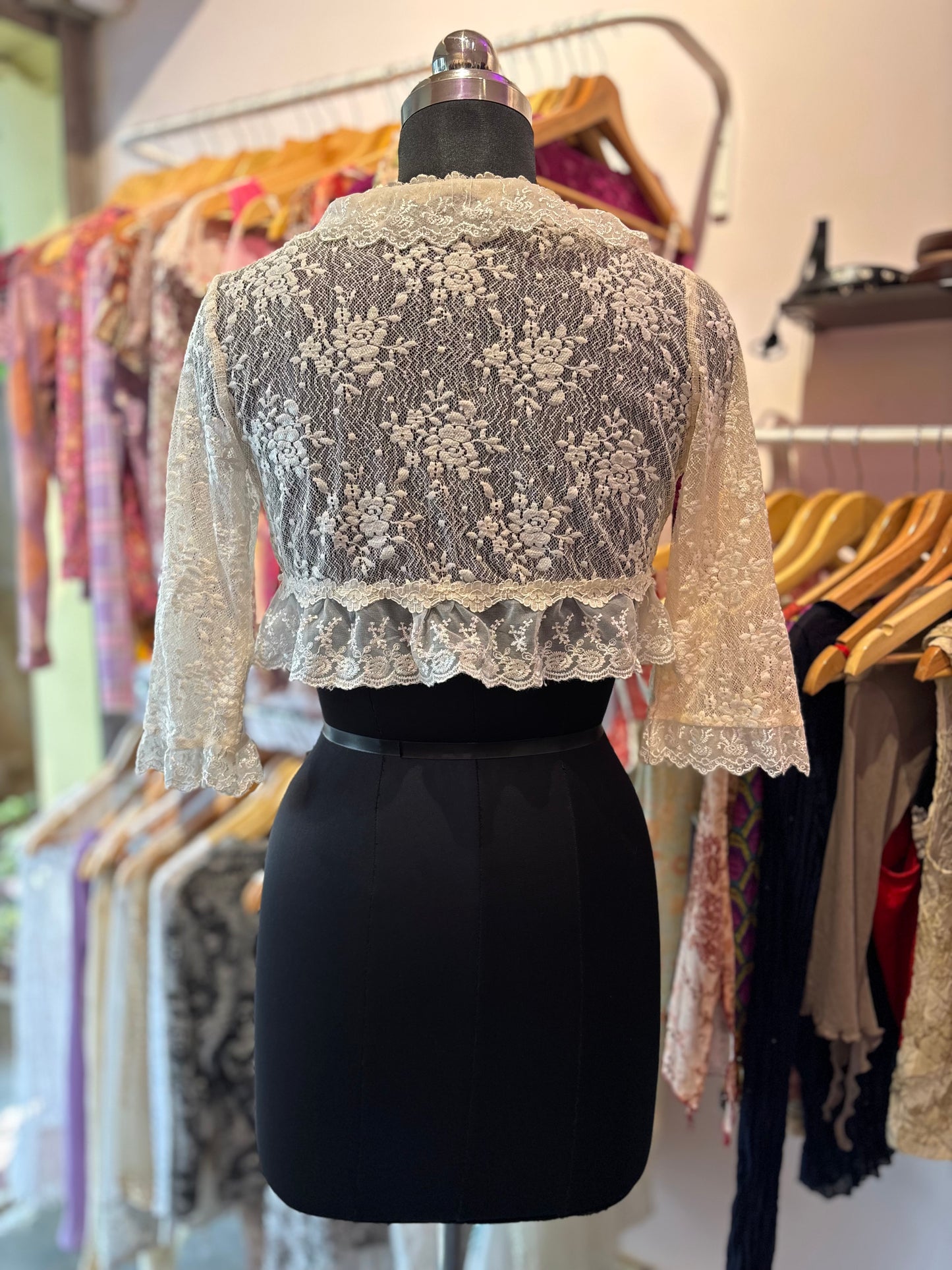 30’s lace with pearl details overwear