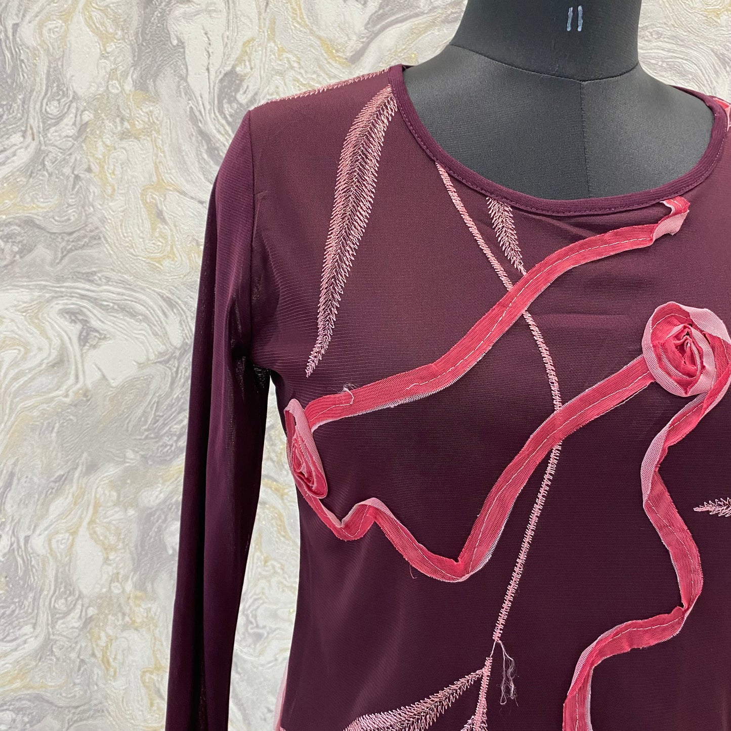 Rose patch with embroidery top