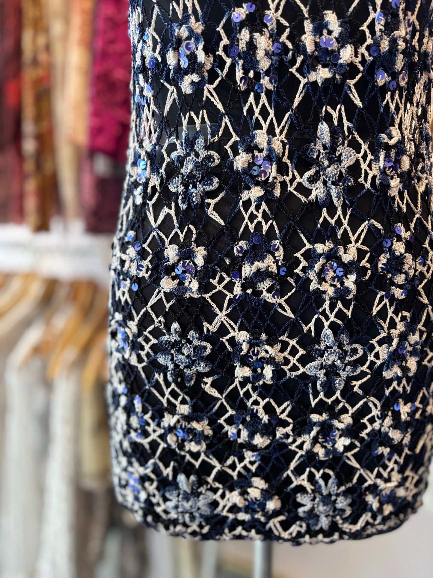 Crochet sequins beaded dress