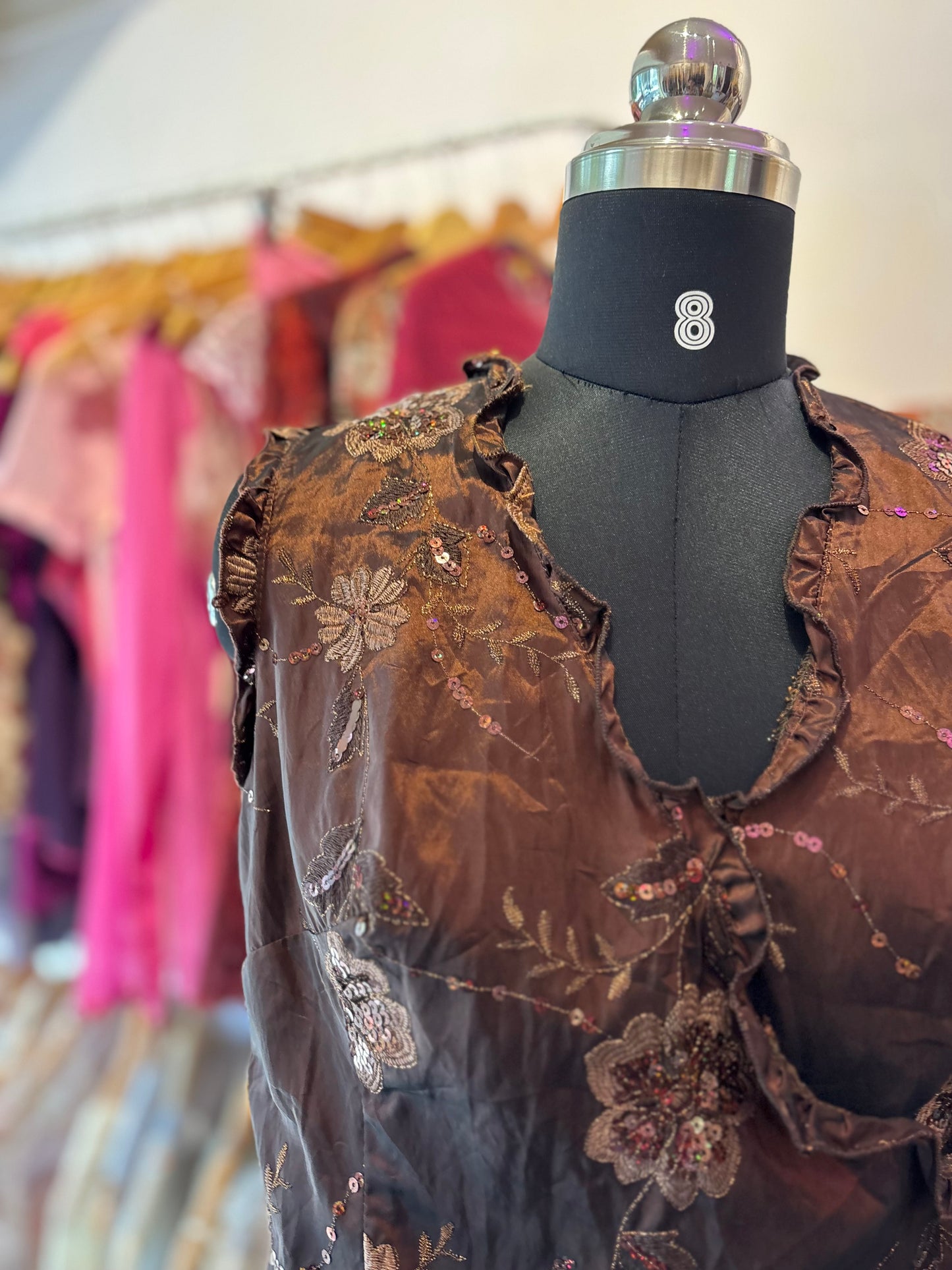 Brown sequins corset top