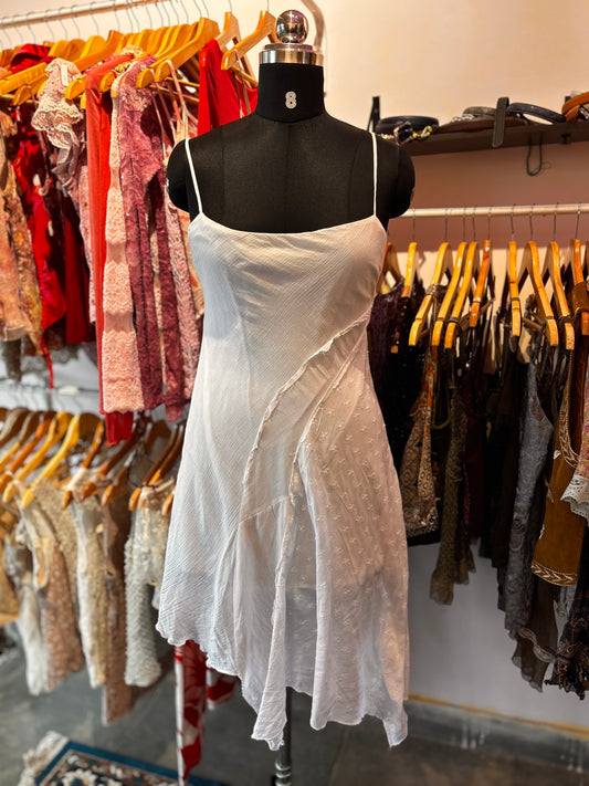 White asymmetrical dress with embroidery