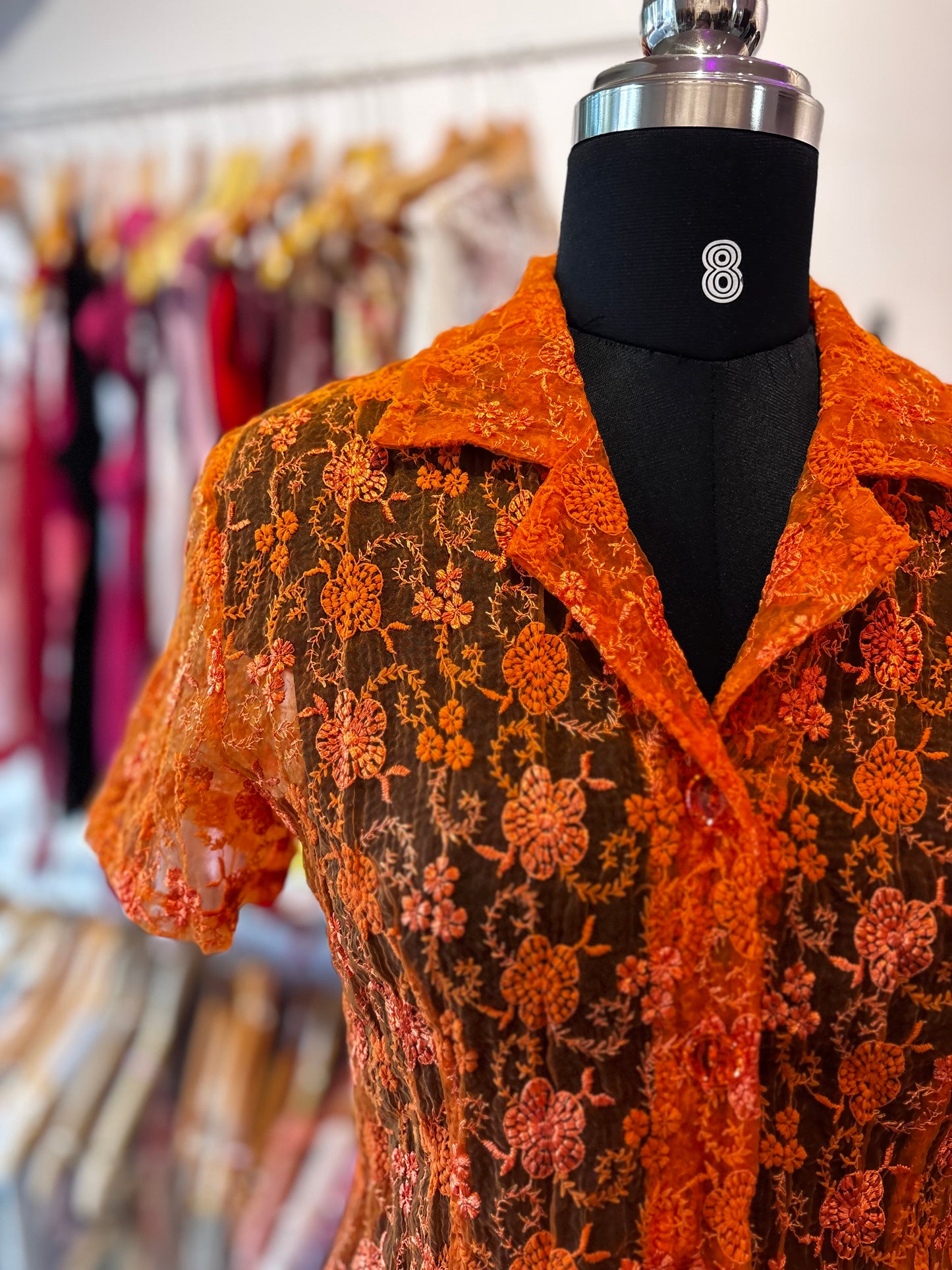 Vintage embroidered organza shirt