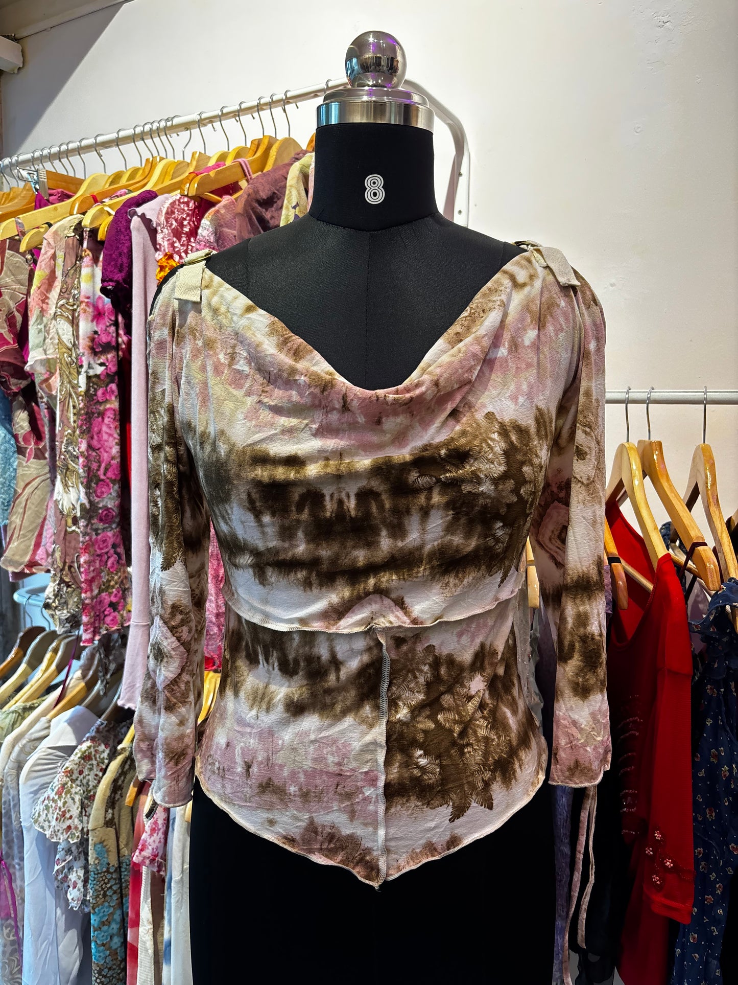 Earthy pink cold shoulder top