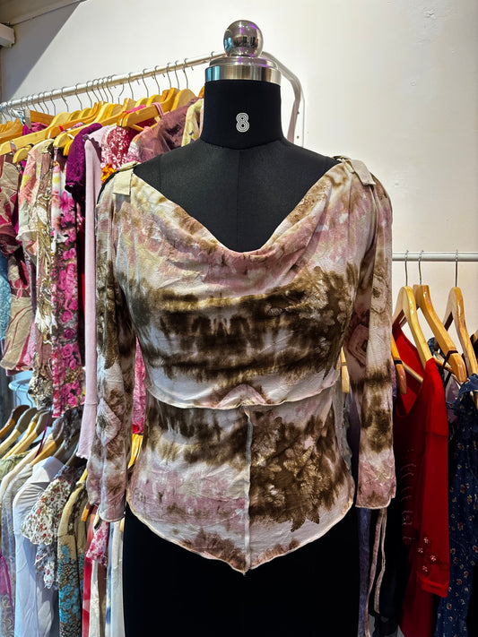 Earthy pink cold shoulder top